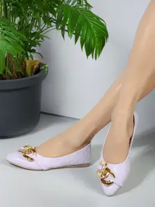 ICONICS Textured Pointed Toe Ballerinas