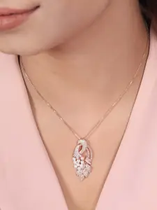 Zavya Rose Gold Plated Sterling Silver Cubic Zirconia Pendants with Chains
