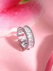Rubans Silver-Plated CZ Stone-Studded Finger Ring