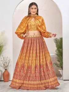 Chandbaali Printed Thread Work Ready To Wear Lehenga & Choli With Detachable Sleeves