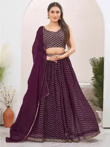 Chandbaali Embroidered V-Neck Sequinned Ready to Wear Lehenga & Blouse With Dupatta