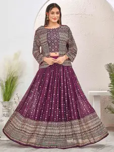 Chandbaali Floral Embroidered Sequinned Foil Print Ready to Wear Lehenga & Dupatta