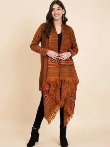 Zamour Women Striped Open Front Shrug