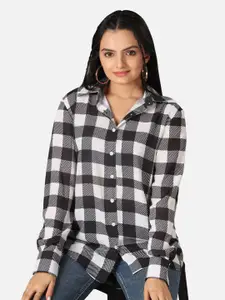 NEOFAA Buffalo Checked Spread Collar Casual Shirt