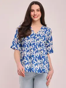 Pink Fort Printed V-Neck Pure Cotton Top