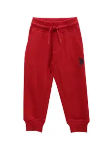 U.S. Polo Assn. Kids Boys Regular Fit Mid-Rise Knitted Pure Cotton Joggers