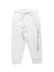 U.S. Polo Assn. Kids Boys Typography Printed Mid-Rise Jogger