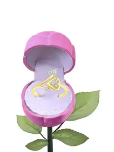 Vighnaharta Gold-Plated CZ-Studded Adjustable Finger Ring