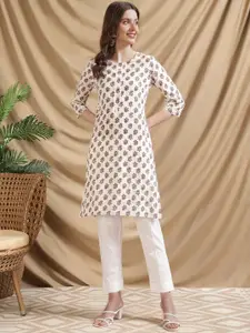 Rangita Ethnic Motifs Printed Straight Pure Cotton Kurta