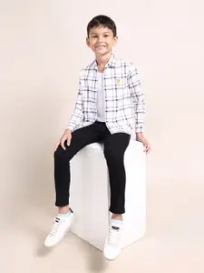U.S. Polo Assn. Kids Boys Classic Checked Spread Collar Long Sleeves Cotton Casual Shirt