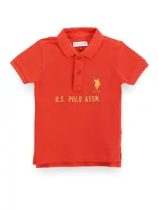U.S. Polo Assn. Kids Boys Brand Logo Printed Polo Collar Pure Cotton T-shirt
