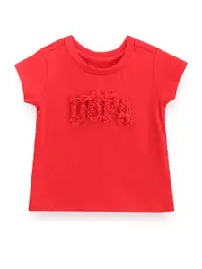 U.S. Polo Assn. Kids Girls Self Design Pure Cotton T-shirt