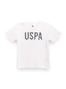U.S. Polo Assn. Kids Boys Typography Applique Pure Cotton T-shirt