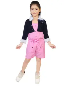BAESD Girls Shoulder Straps Cotton Playsuit With Jacket