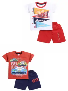 Todd N Teen Boys Pack Of 2 Printed Pure Cotton T-shirt With Shorts