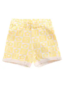 U.S. Polo Assn. Kids Girls Typography Printed Mid Rise Shorts