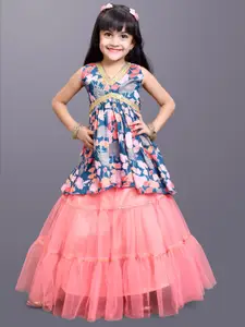 BAESD Girls Floral Printed Ready to Wear Lehenga & Choli