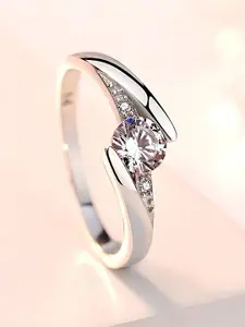 KARISHMA KREATIONS Set Of 2 Silver-Plated CZ-Studded Adjustable Finger Rings