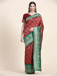 faxofab Ethnic Motifs Woven Design Zari Pure Silk Banarasi Saree