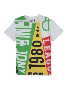 Gini and Jony Boys Typography Printed Cotton T-shirt