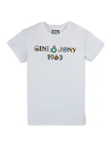 Gini and Jony Boys Typography Printed Round Neck Short Sleeves Cotton Regular T-shirt