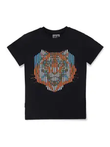 Gini and Jony Boys Typography Printed Round Neck Short Sleeves Cotton Regular T-shirt