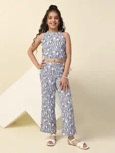 FASHION DREAM Girls Geometric Printed Top With Trousers