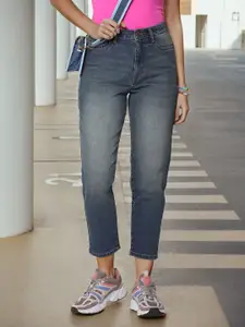 Flying Machine Women High-Rise Heavy Fade Clean Look Stretchable Straight Fit Jeans