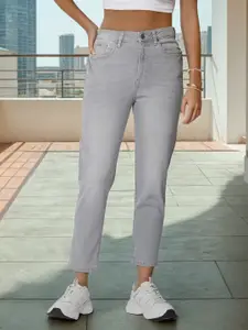 Flying Machine Women High-Rise Heavy Fade Stretchable Straight Fit Jeans