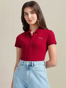 U.S. Polo Assn. Women Regular Fit Polo Collar T-shirt