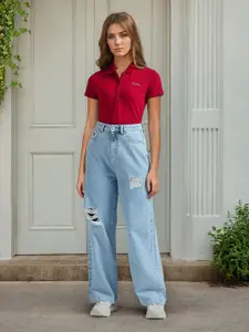 U.S. Polo Assn. Women Regular Fit Polo Collar T-shirt