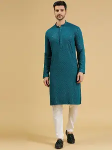 RAJUBHAI HARGOVINDAS Geometric Embroidered Sequinned Straight Kurta