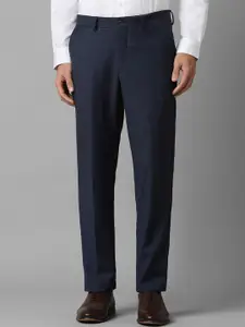 Louis Philippe Men Slim Fit Checked Mid-Rise Formal Trousers