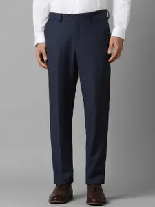 Louis Philippe Men Slim Fit Check Flat Front Formal Trousers