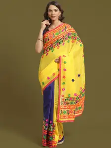 HOUSE OF ARLI Floral Embroidered Silk Cotton Saree