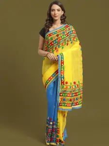 HOUSE OF ARLI Floral Embroidered Silk Cotton Saree