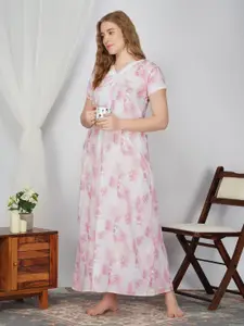 Sand Dune Floral Printed V-Neck Maxi Nightdress