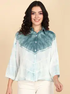 Maaesa Tie- Dye Printed Relaxed Long Sleeves Casual Shirt