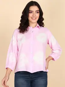 Maaesa Tie- Dye Printed Relaxed Long Sleeves Casual Shirt