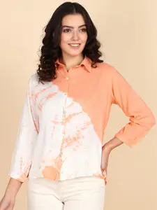 Maaesa Relaxed Tie-Dyed Spread Collar Casual Shirt