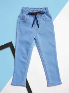 A-Okay Girls Slim Fit High-Rise Clean Look Acid Wash Stretchable Jeans