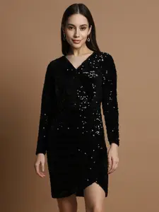 Allen Solly Woman Embellished Sequinned Sheath Tulip Dress