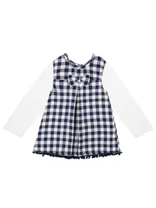 BAESD Girls Checked Cotton A-Line Dress