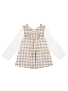 BAESD Girls Checked Cotton A-Line Dress