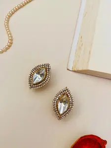 ABDESIGNS Gold-Plated Stone-Studded Brass Classic Studs Earrings