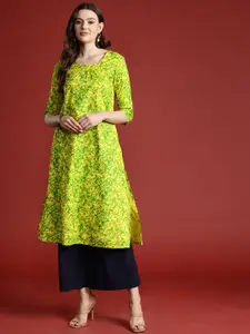 all about you Printed Pleated Straight Kurta