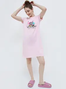 Ginger by Lifestyle Mickey & Minnie Printed Pure Cotton T-shirt Nightdress