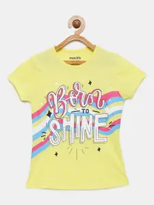mackly Girls Typography Printed Pure Cotton Lounge T-shirt