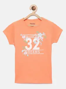 mackly Girls Typography Printed Pure Cotton Lounge Tshirts