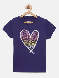 mackly Girls Heart Print Knitted Pure Cotton Lounge T-shirt